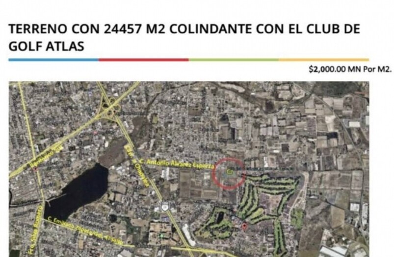 Se vende terreno colindante a Club de Golf Atlas