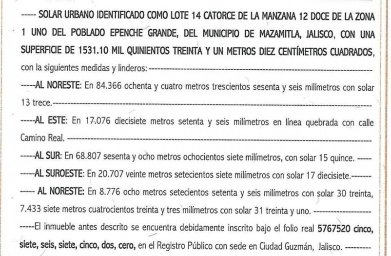 Terreno en Venta en Camino Real Mazamitla